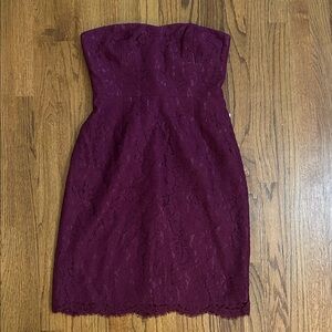 J. Crew Strapless Lace Sheath Dress in Deep Plum Sz 6